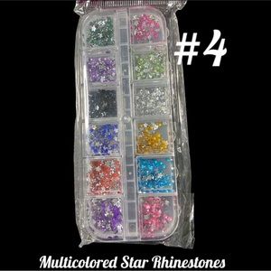Multicolored Star Rhinestone Nail Art